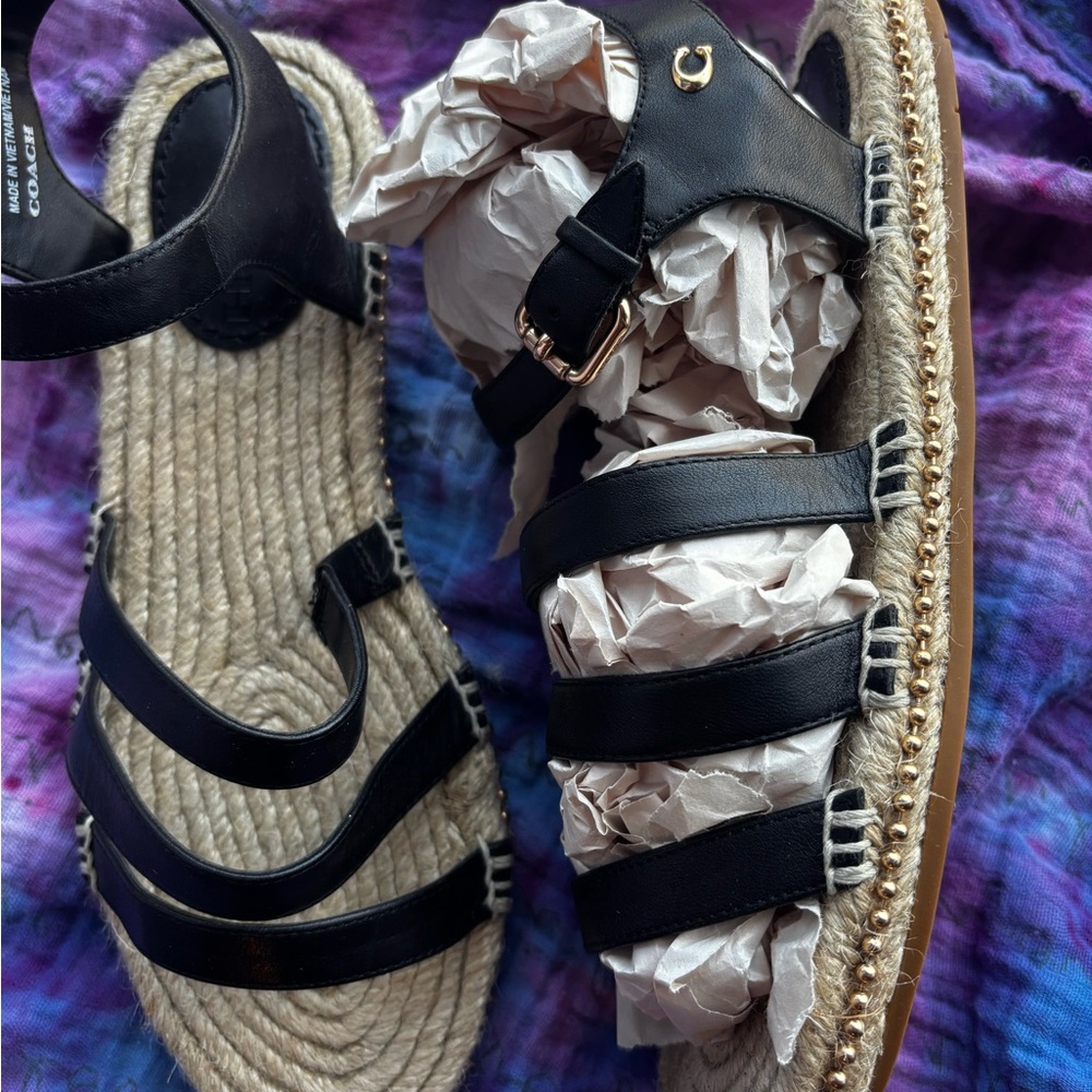 Coach Black Espadrille Strappy Sandals